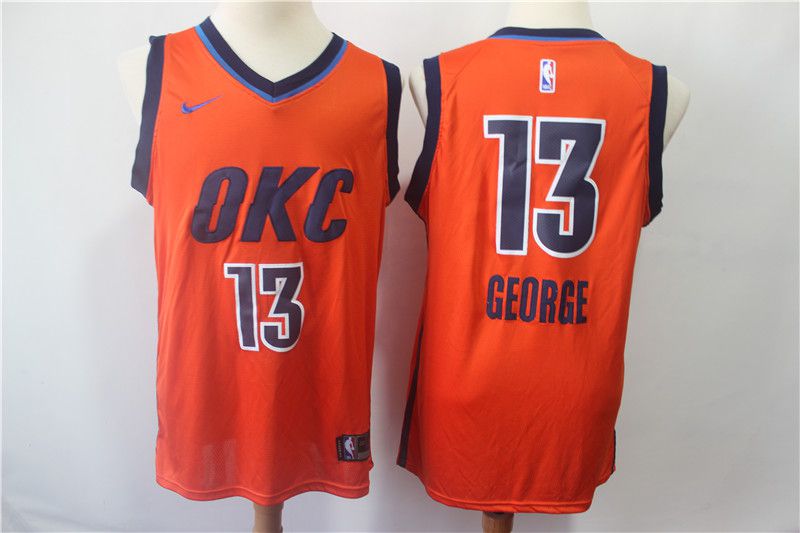 Men Oklahoma City Thunder 13 George Orange City Edition Game Nike NBA Jerseys